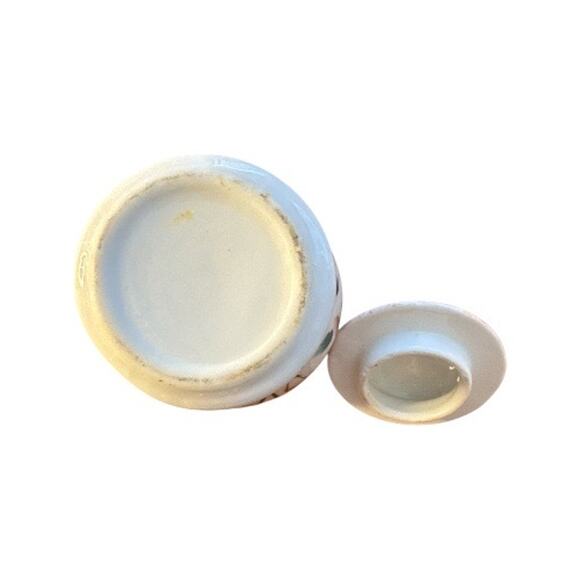 Small Vintage Orange Green Floral Raised Dots 5” Ginger Jar - Picture 6 of 10